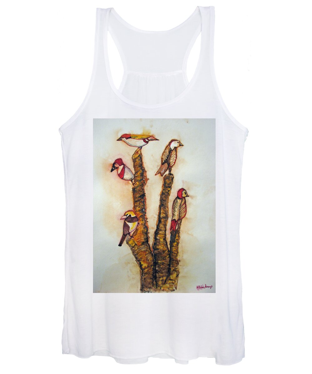 Birds Women's Tank Top featuring the painting The Night Watchers by Patricia Arroyo