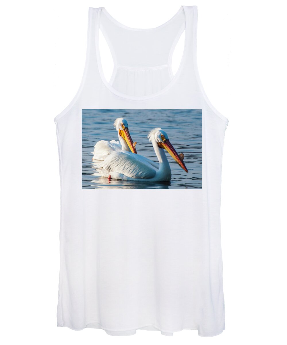 Pelicans Women's Tank Top featuring the photograph The Pelican Couple by John Roach
