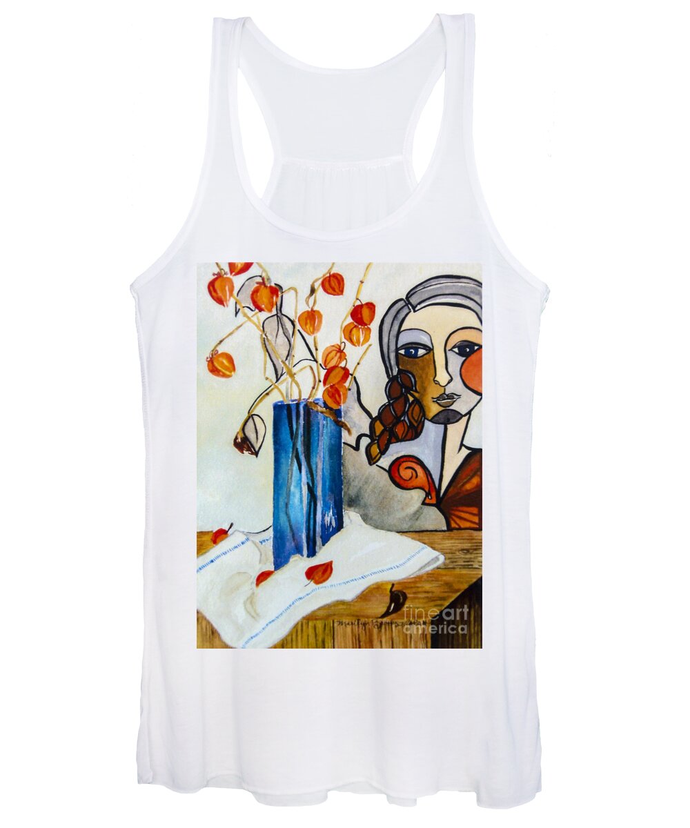 Jack O'lanterns Women's Tank Top featuring the painting Thinking of You by Marilyn Brooks
