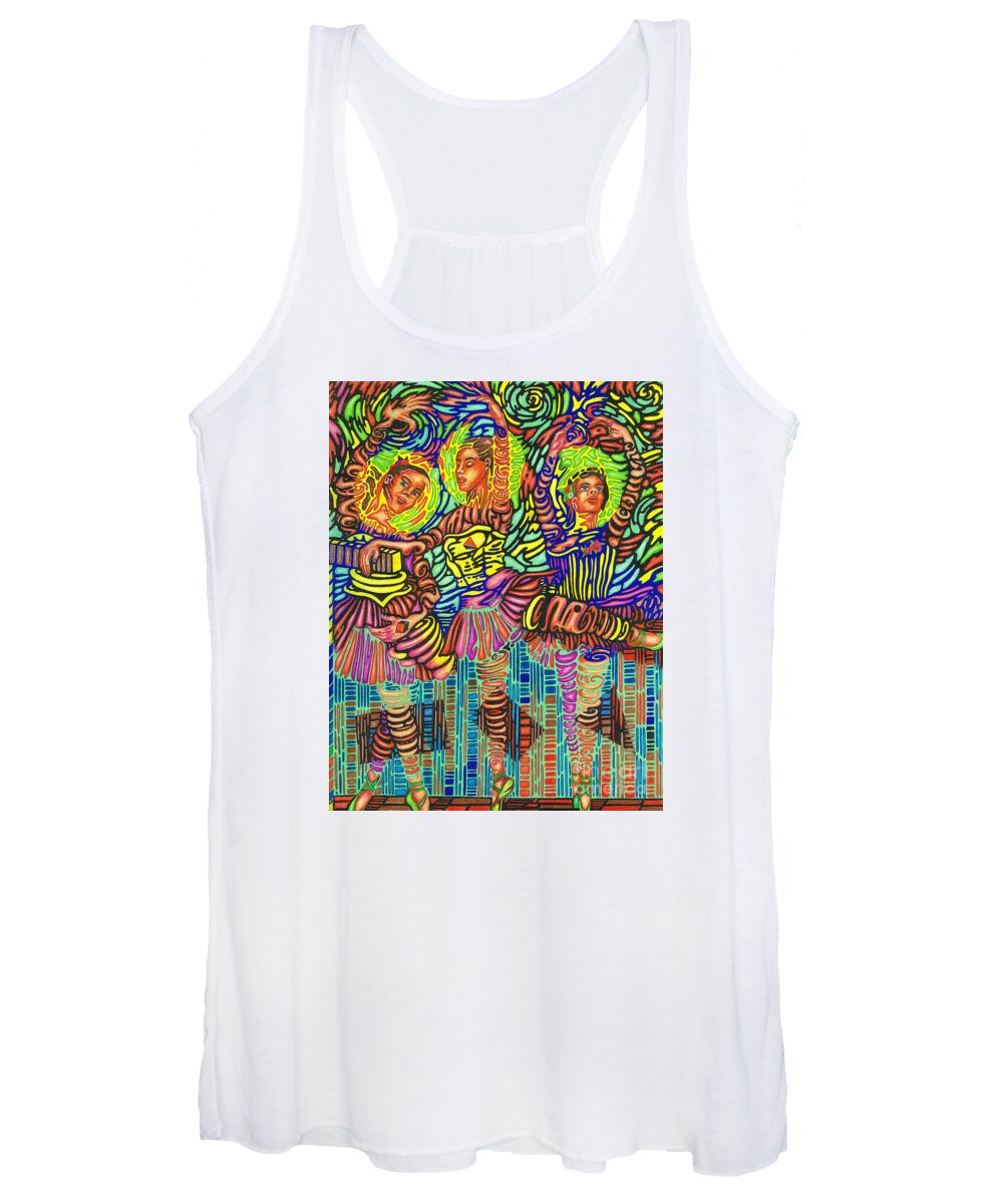 Ballerinas Women's Tank Top featuring the drawing Three Ballerinas by Justin Jenkins