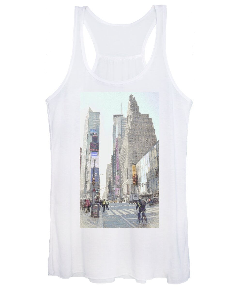 Times Square Women's Tank Top featuring the photograph Times Square Street Scene by Dyle Warren