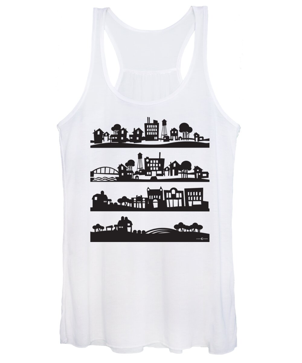 Tiny Town Women's Tank Top featuring the digital art TinyTown Stacked by Tim Nyberg