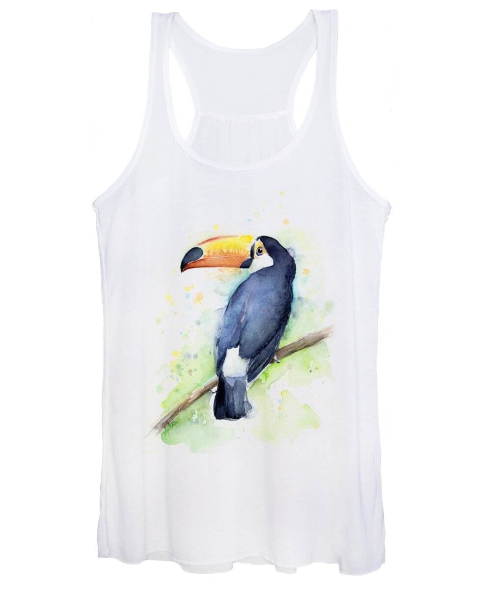 Watercolor Toucan Women's Tank Top featuring the painting Toucan Watercolor by Olga Shvartsur