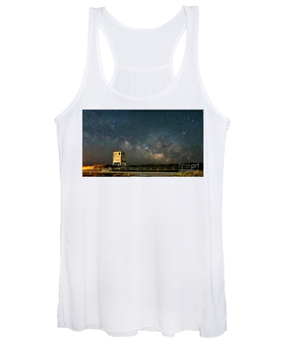 Topsail Island Women's Tank Top featuring the photograph Tower 6 Milky Way by DJA Images