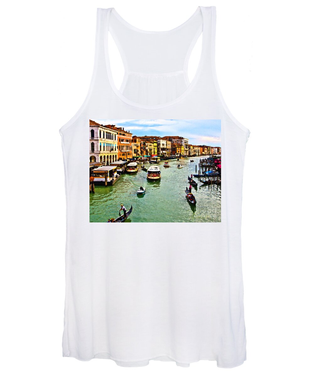 Venice Women's Tank Top featuring the photograph Traghetto, Vaporetto, Gondola by Tom Cameron