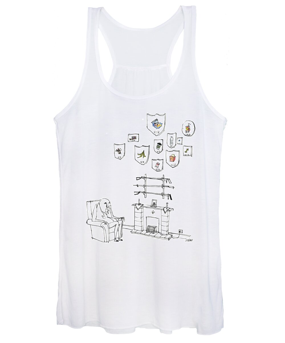 Captionless Women's Tank Top featuring the drawing Trash Trophies by Edward Steed