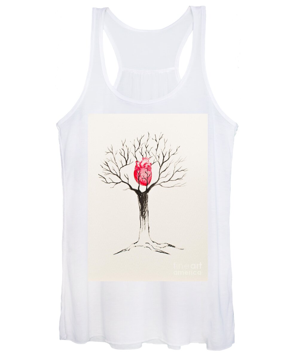 Tree Women's Tank Top featuring the painting Tree of Hearts by Stefanie Forck