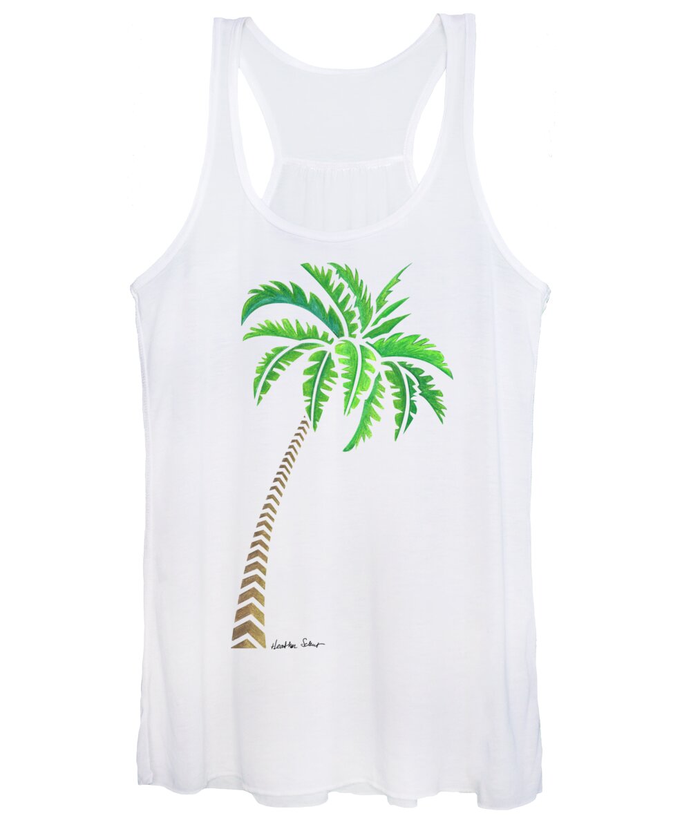Tribal Women's Tank Top featuring the drawing Tribal Coconut Palm Tree by Heather Schaefer