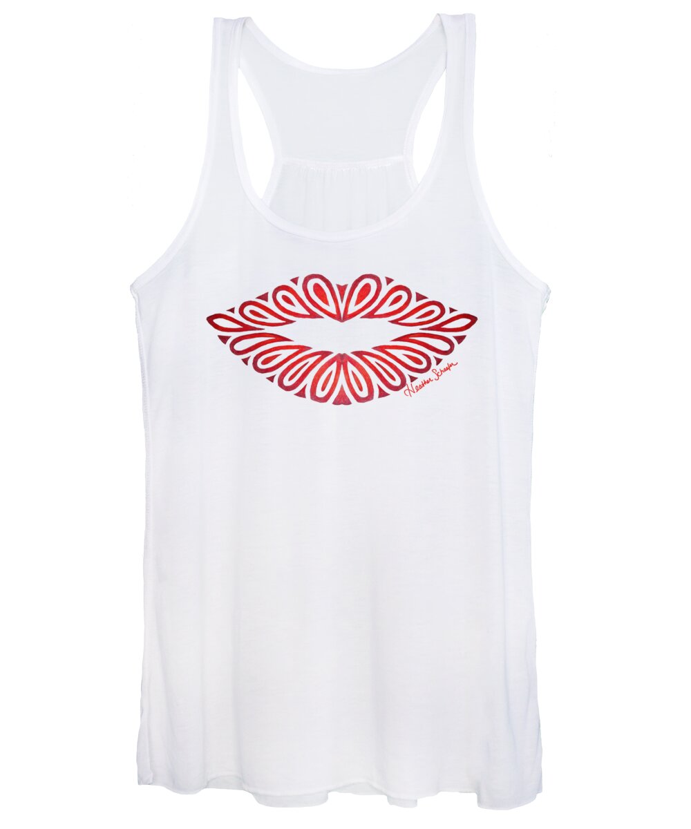 Lips Women's Tank Top featuring the drawing Tribal Lips by Heather Schaefer