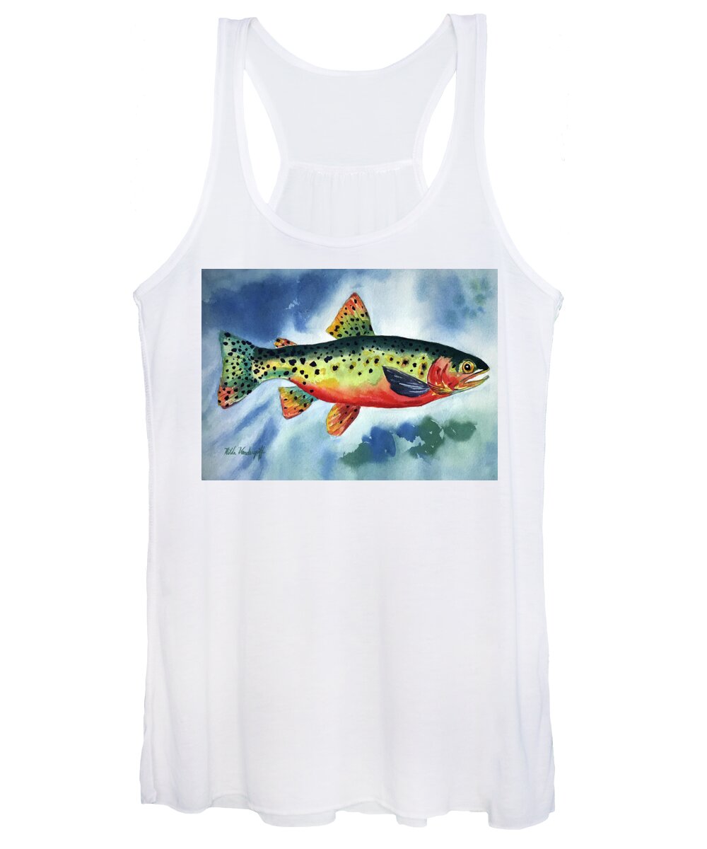 Trout Women's Tank Top featuring the painting Trout by Hilda Vandergriff