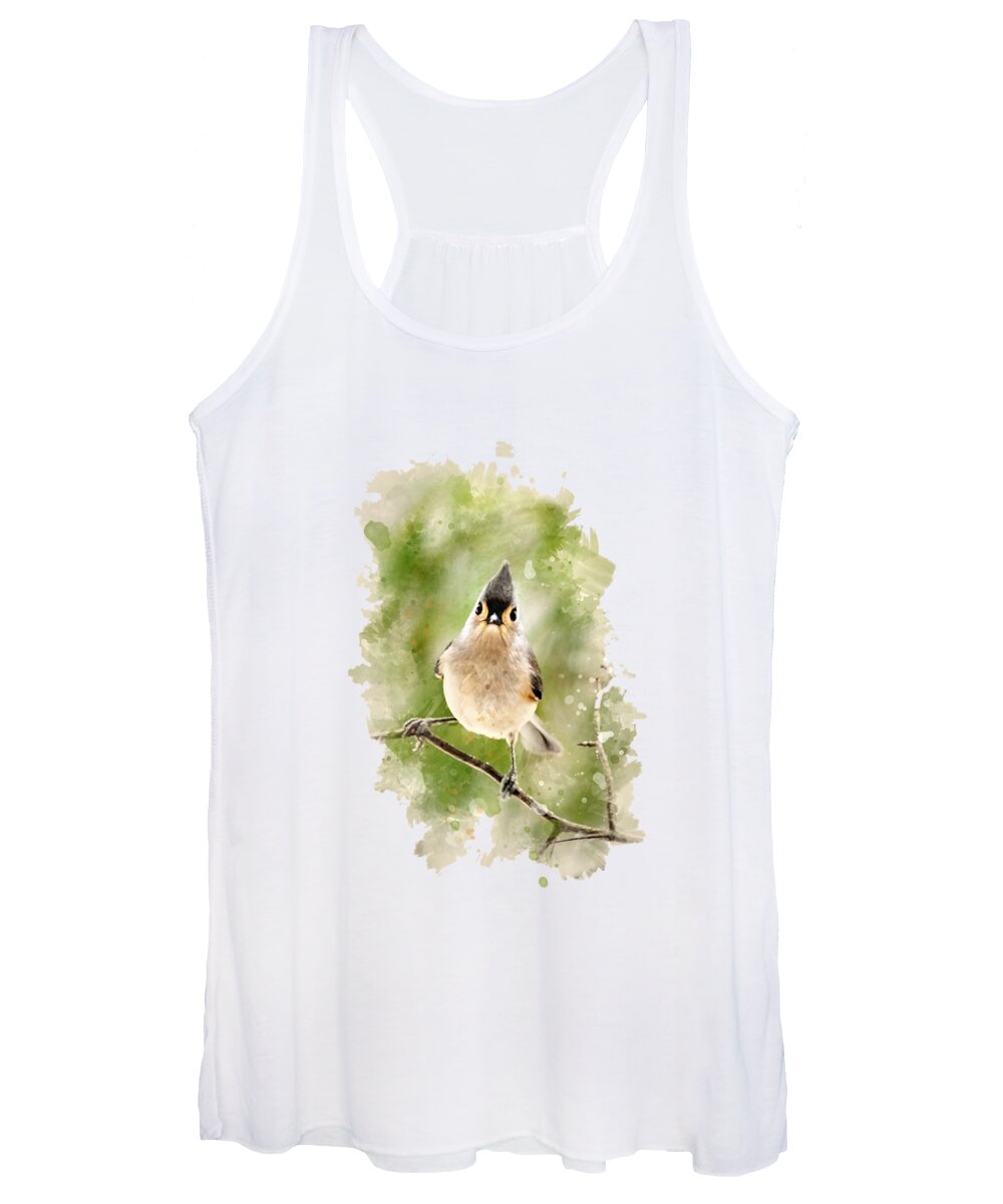 Bird Women's Tank Top featuring the mixed media Tufted Titmouse - Watercolor Art by Christina Rollo