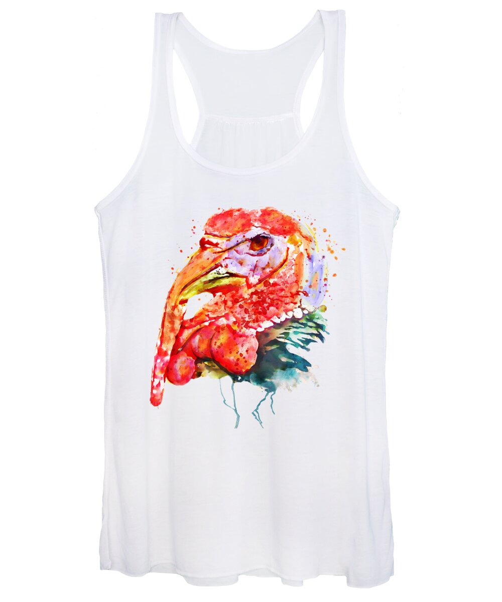 Birds Women's Tank Top featuring the painting Turkey Head by Marian Voicu