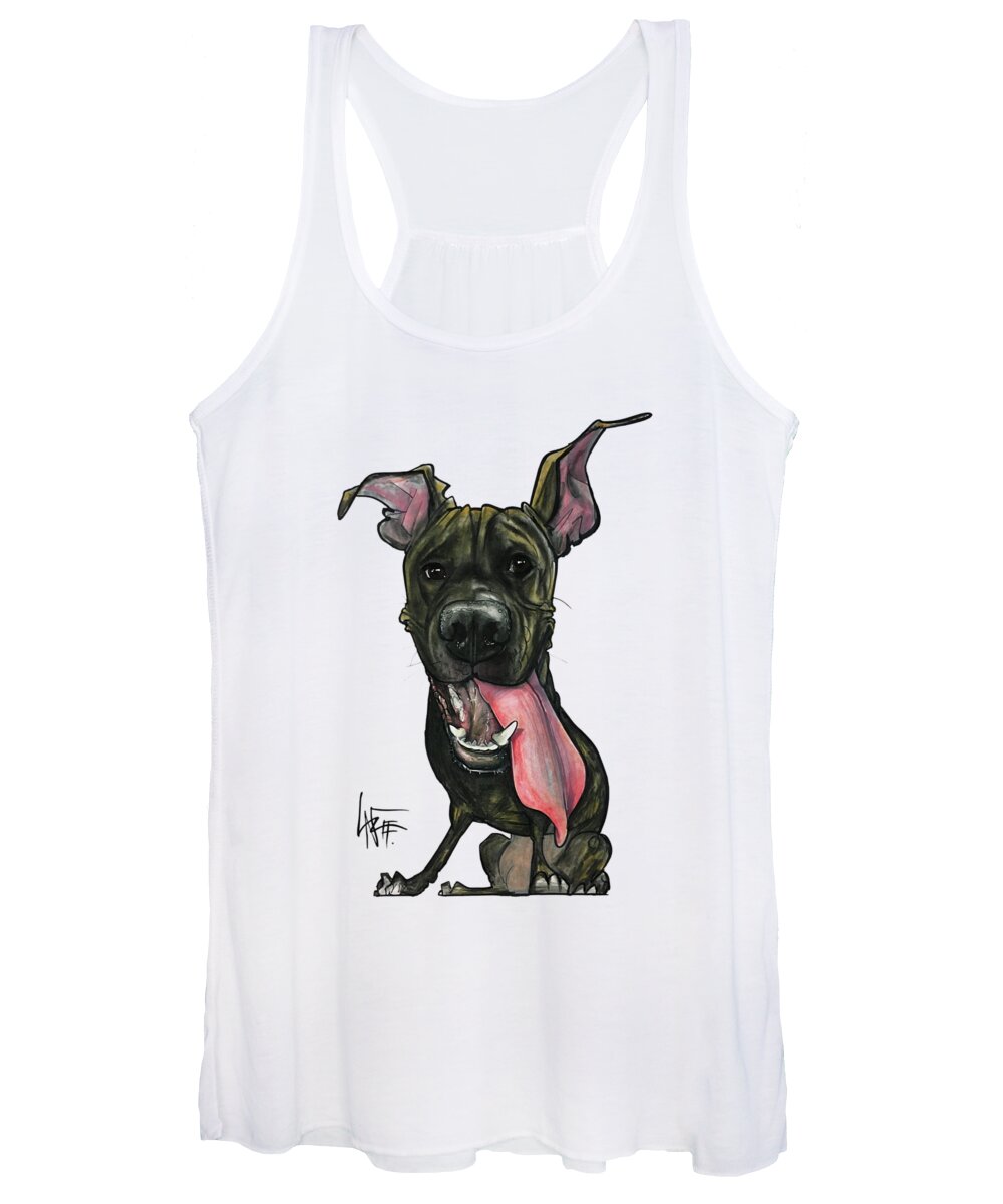 Pet Portrait Women's Tank Top featuring the drawing Tyler 3381 by Canine Caricatures By John LaFree