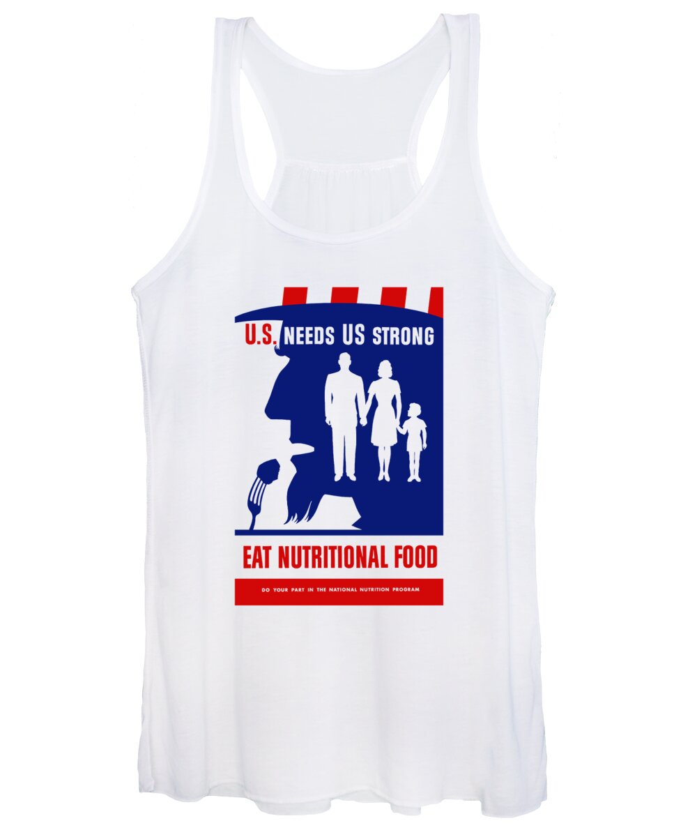 Uncle Sam Women's Tank Top featuring the mixed media Uncle Sam - Eat Nutritional Food by War Is Hell Store