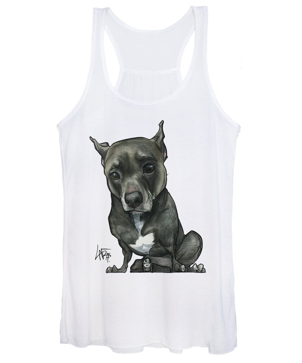 Pet Portrait Women's Tank Top featuring the drawing Valentine 3344 by Canine Caricatures By John LaFree