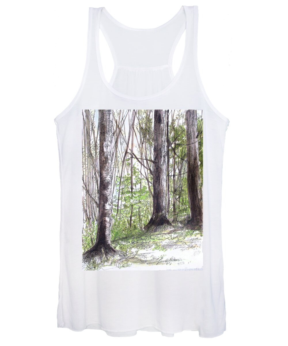 Woods Women's Tank Top featuring the painting Vermont Woods by Laurie Rohner