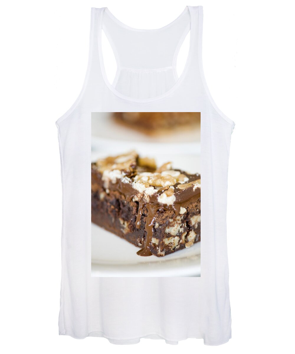 American Women's Tank Top featuring the photograph Walnut brownie on a white plate by U Schade