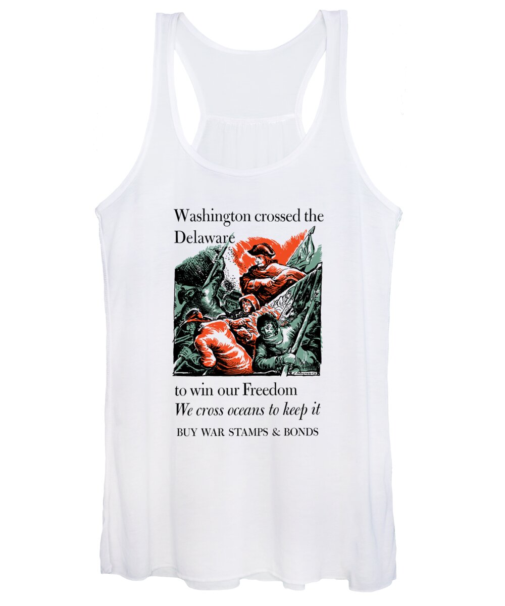 World War Ii Women's Tank Top featuring the painting Washington Crossed The Delaware To Win Our Freedom by War Is Hell Store