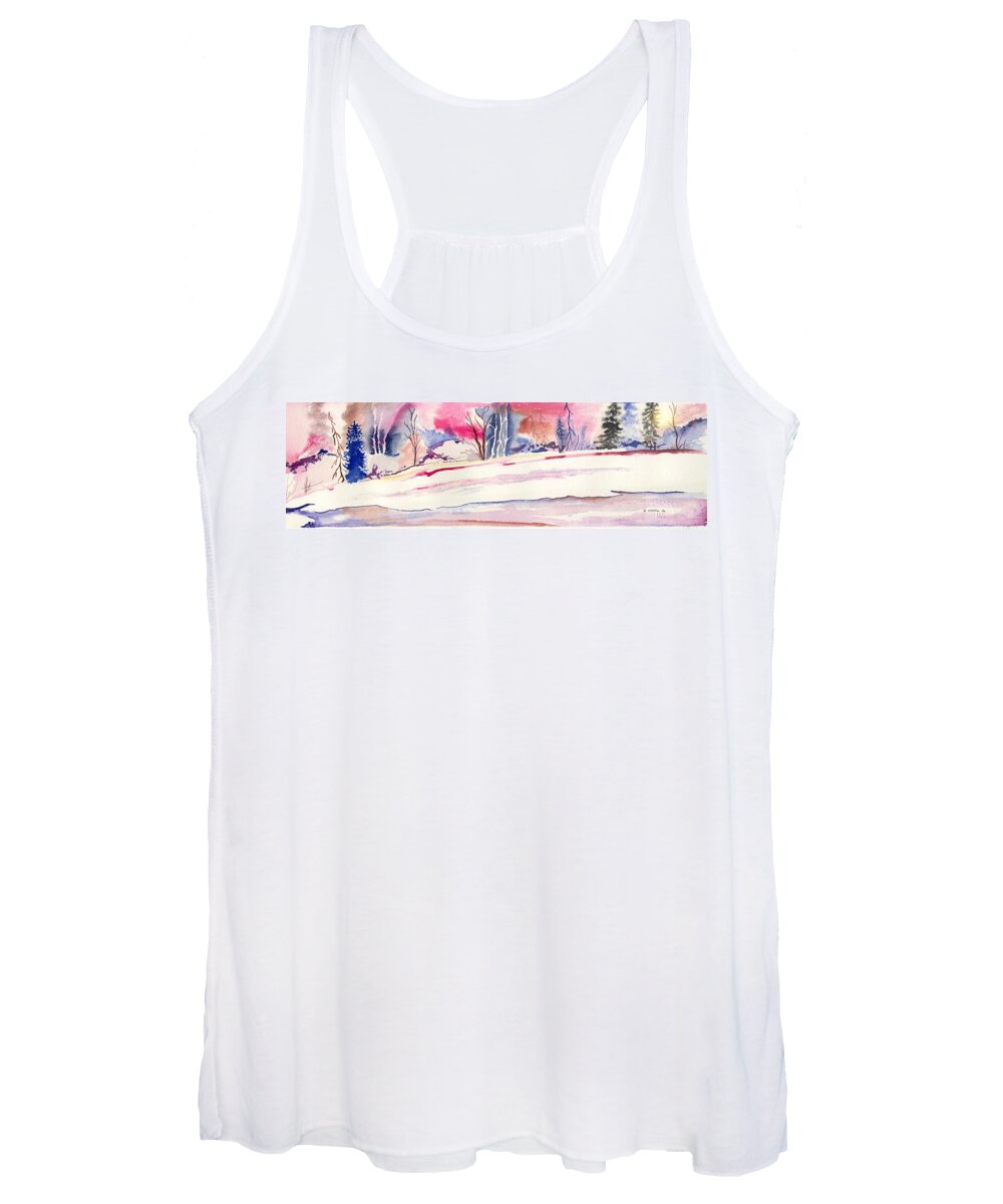 Nature Women's Tank Top featuring the painting Watercolor river by Darren Cannell