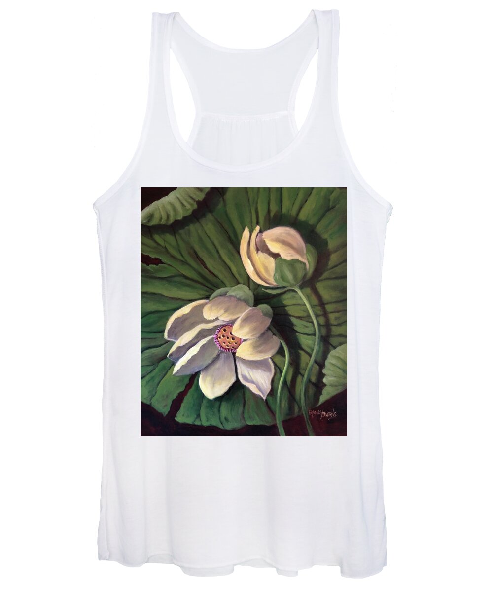 Waterlily Women's Tank Top featuring the painting Waterlily Like a Clock by Rand Burns