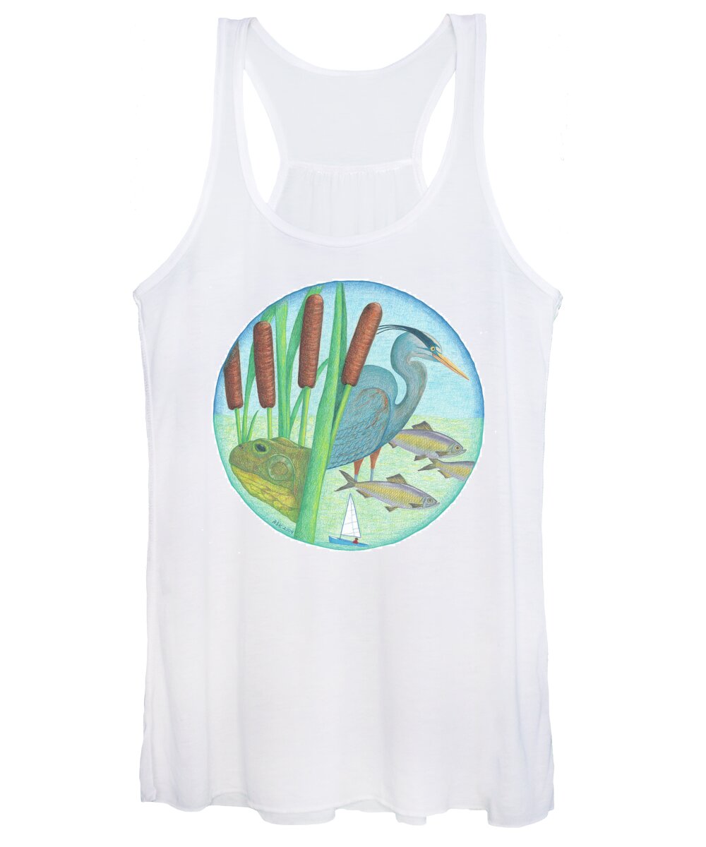 Mystic River Watershed Women's Tank Top featuring the drawing We Are All Connected by Anne Katzeff