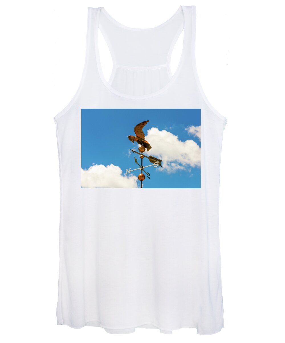 Weather Vane Women's Tank Top featuring the photograph Weather Vane On Blue Sky by D K Wall