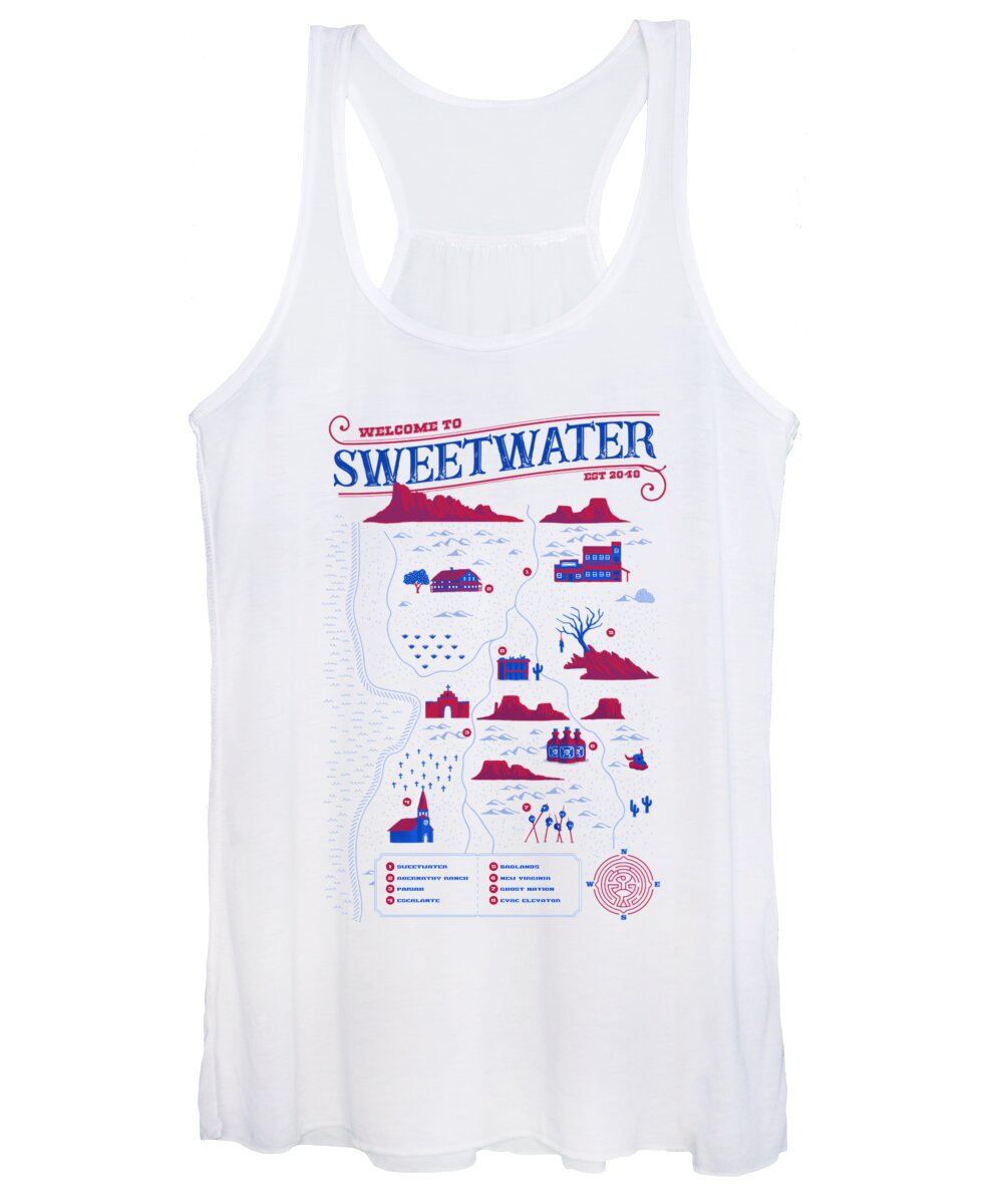 West World Women's Tank Top featuring the mixed media Welcome to Sweetwater by Robert Farkas