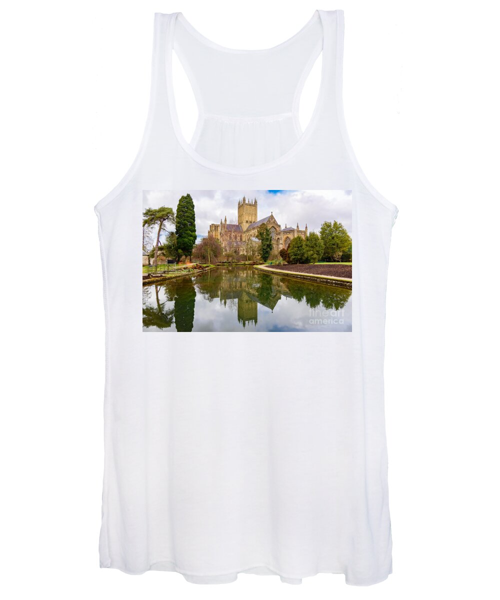 Bishop's Palace Women's Tank Top featuring the photograph Wells Cathedral by Colin Rayner