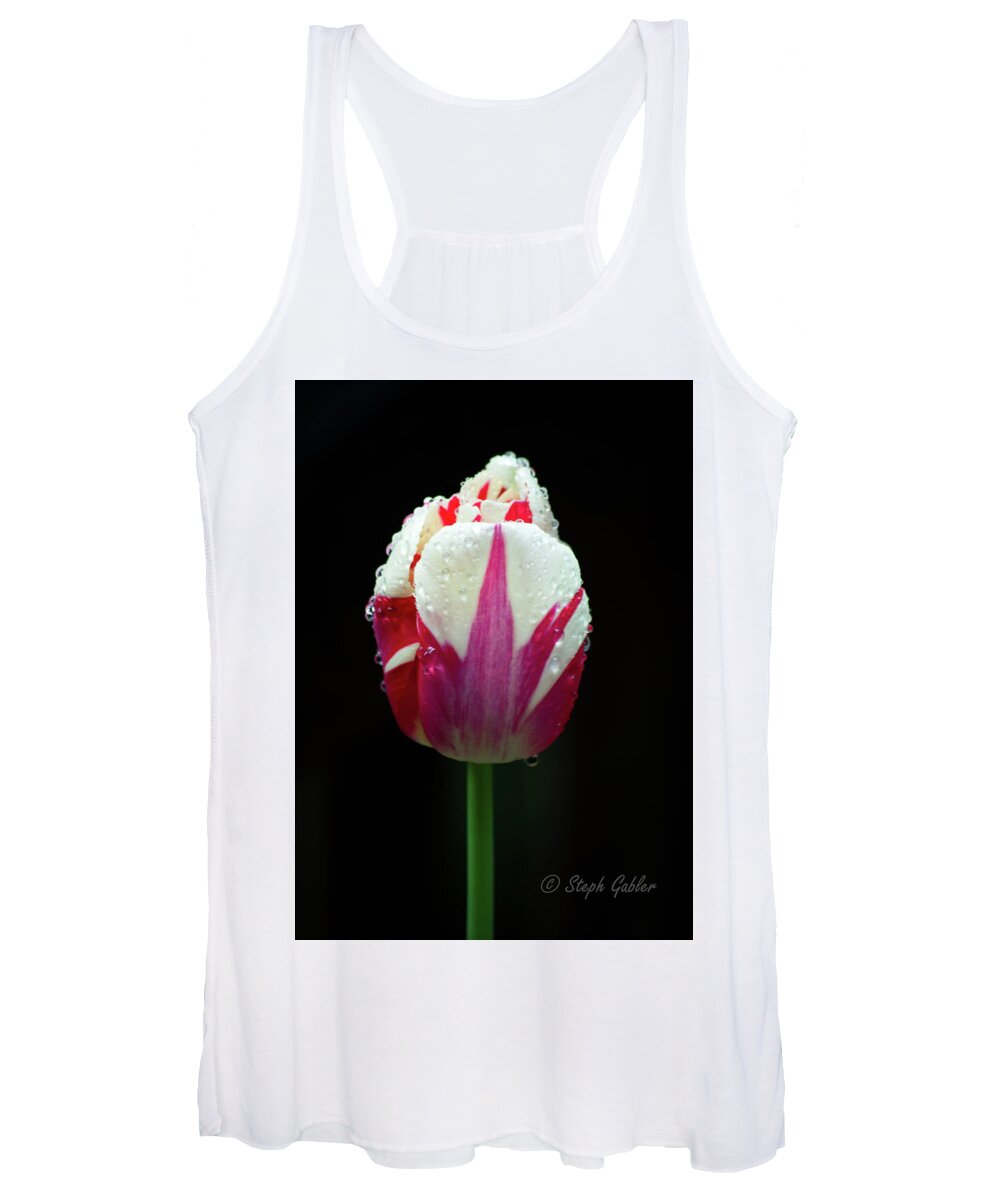Tulip Women's Tank Top featuring the photograph Wet Tulilp by Steph Gabler