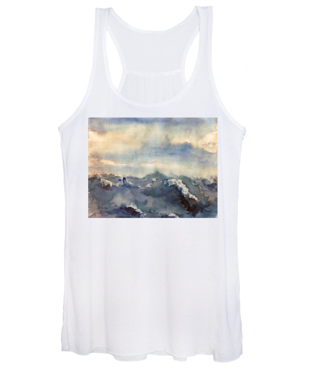 Seascape Women's Tank Top featuring the painting Where Sky Meets Ocean by Steve Karol