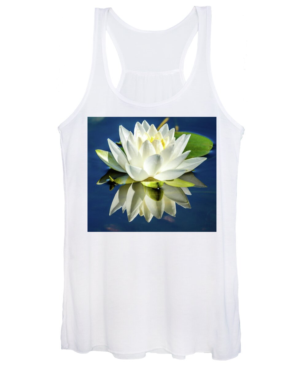 Lotus Women's Tank Top featuring the photograph White Lotus by Jerry Cahill