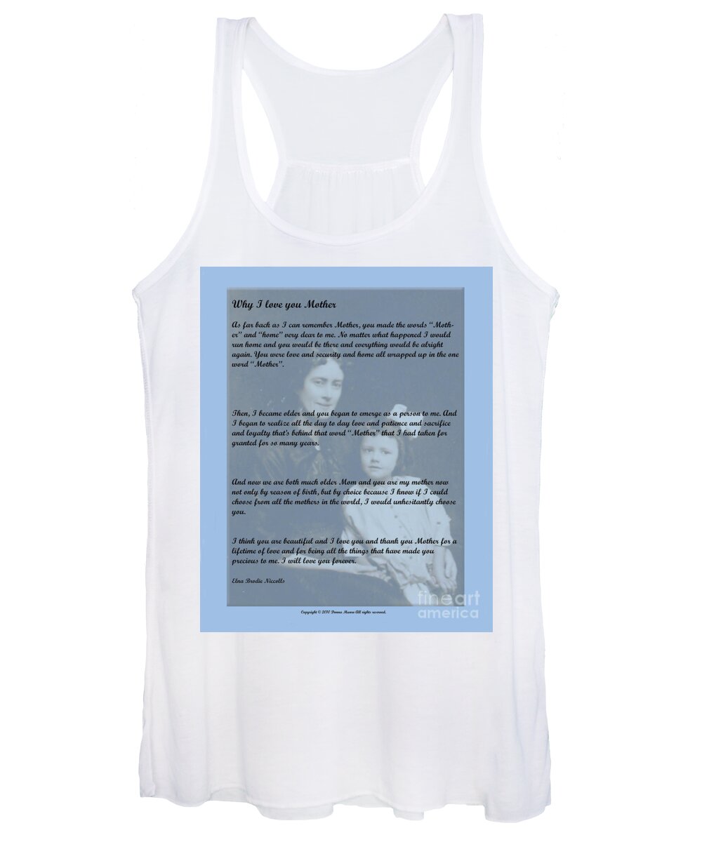 Letter To Mother Women's Tank Top featuring the photograph Why I Love You Mother by Donna L Munro