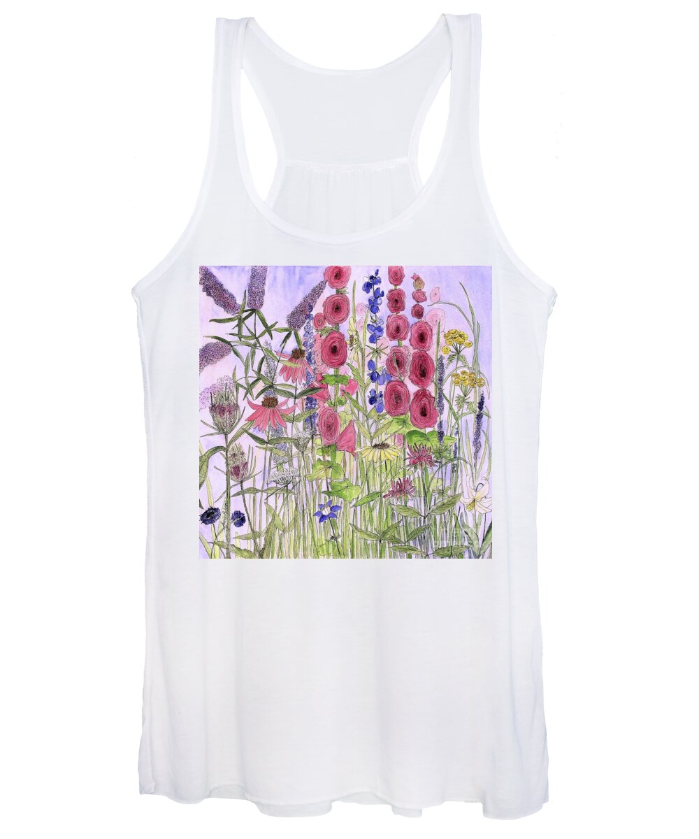 Nature Art Women's Tank Top featuring the painting Wild Garden Flowers by Laurie Rohner