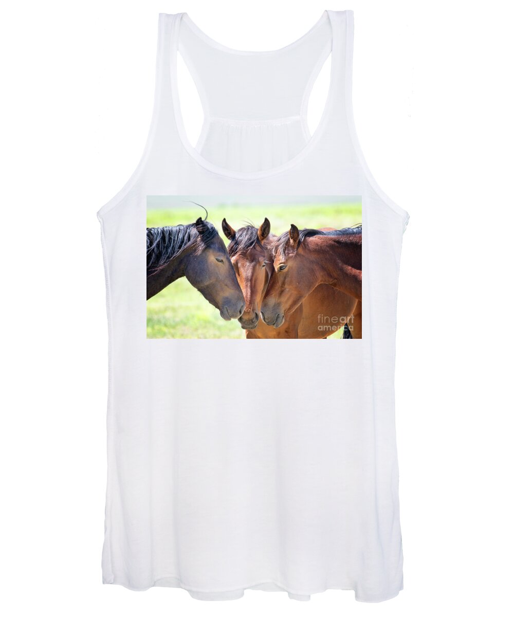 Eastern Sierra Women's Tank Top featuring the photograph Wild Mustang Family by Mimi Ditchie