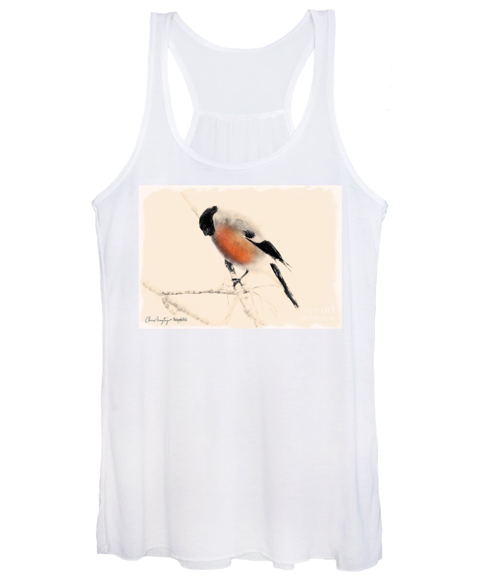 Bullfinch Women's Tank Top featuring the painting Winter Bullfinch by Chris Armytage