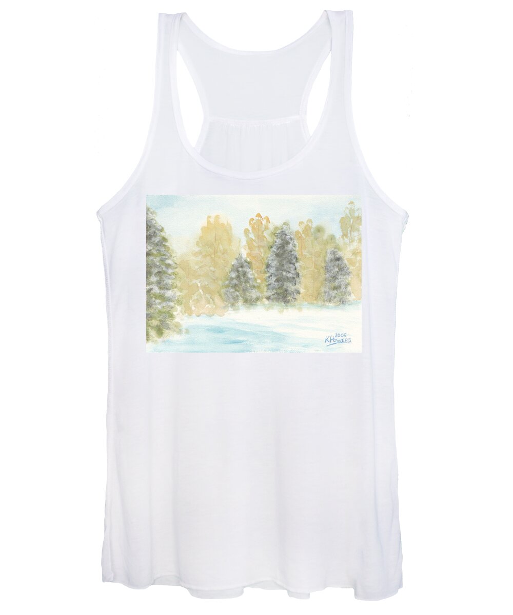 Winter Women's Tank Top featuring the painting Winter Trees by Ken Powers