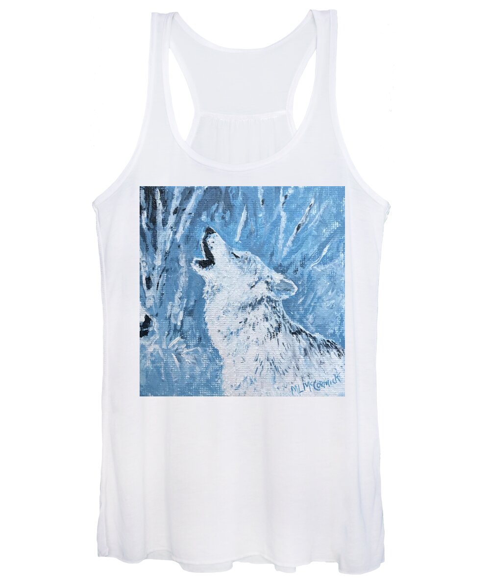 Wolf Women's Tank Top featuring the painting Wolf of the Tetons by ML McCormick