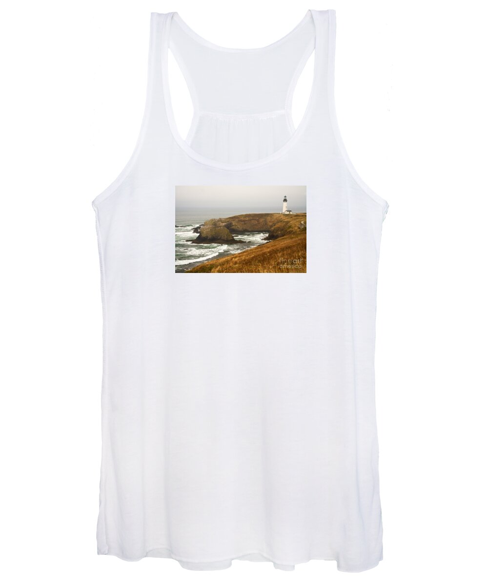 Lighthouse Women's Tank Top featuring the photograph Yaquina Head Lighthouse by Alice Cahill
