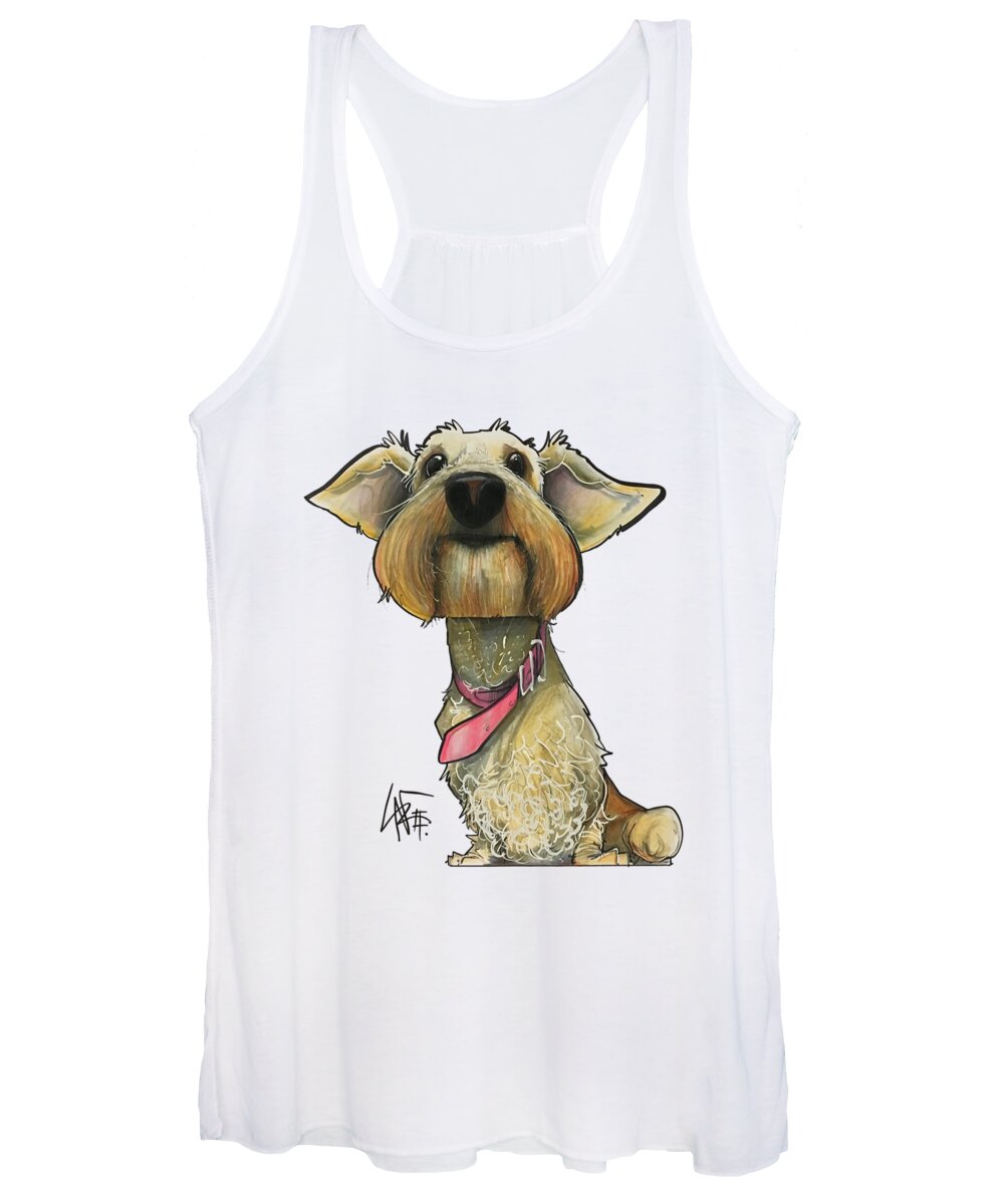 Pet Portrait Women's Tank Top featuring the drawing Yenny 3537 by Canine Caricatures By John LaFree