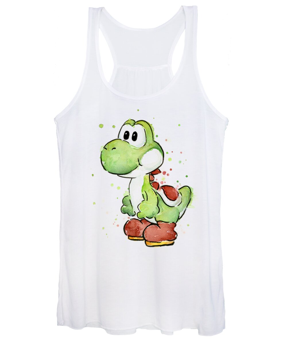 Watercolor Women's Tank Top featuring the painting Yoshi Watercolor by Olga Shvartsur