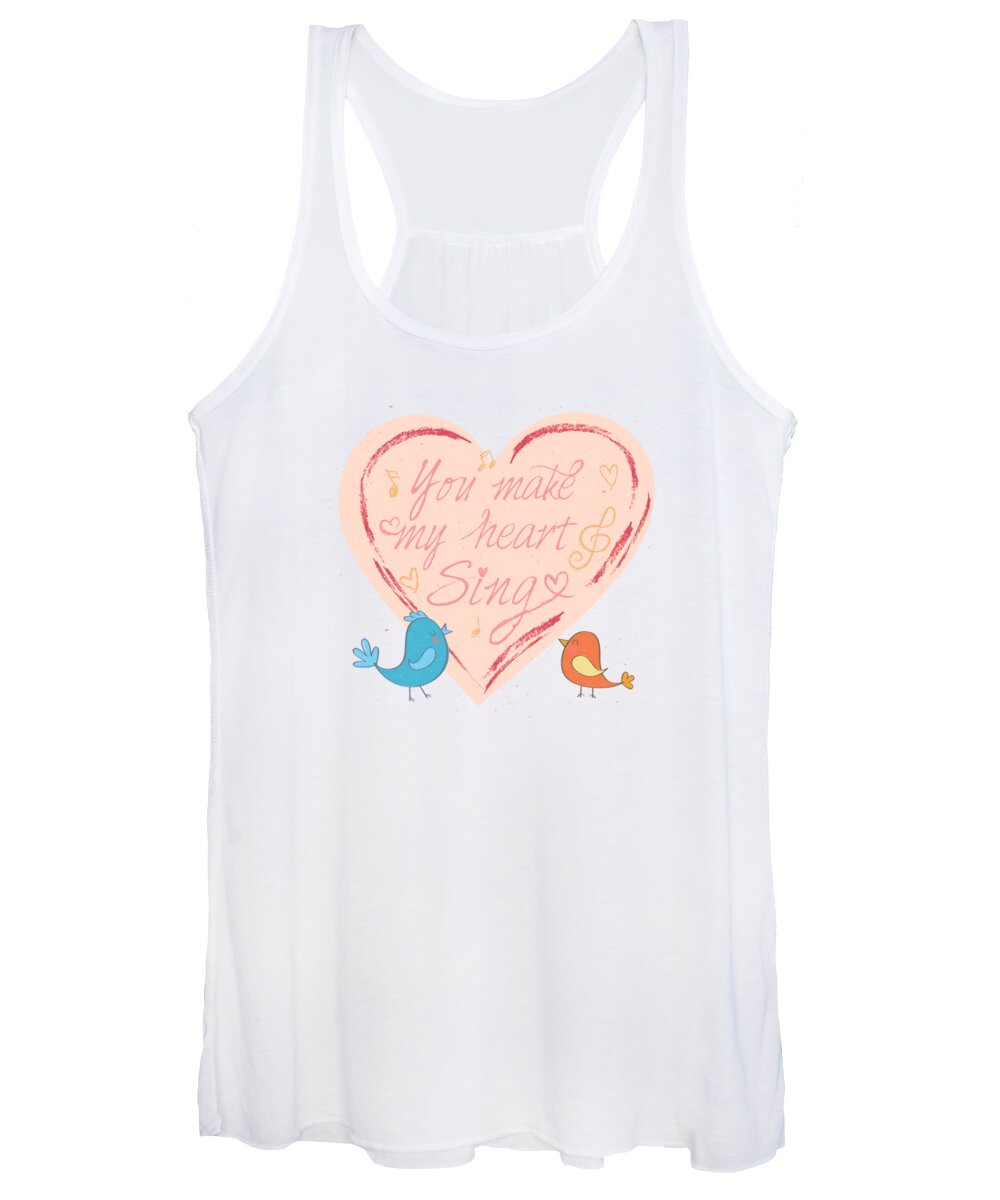 Typography Women's Tank Top featuring the painting You Make My Heart Sing by Little Bunny Sunshine
