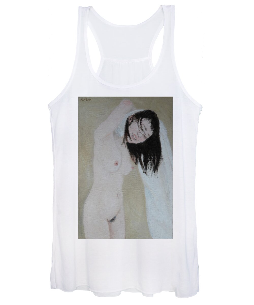 Nude Women's Tank Top featuring the painting After Bath #1 by Masami IIDA