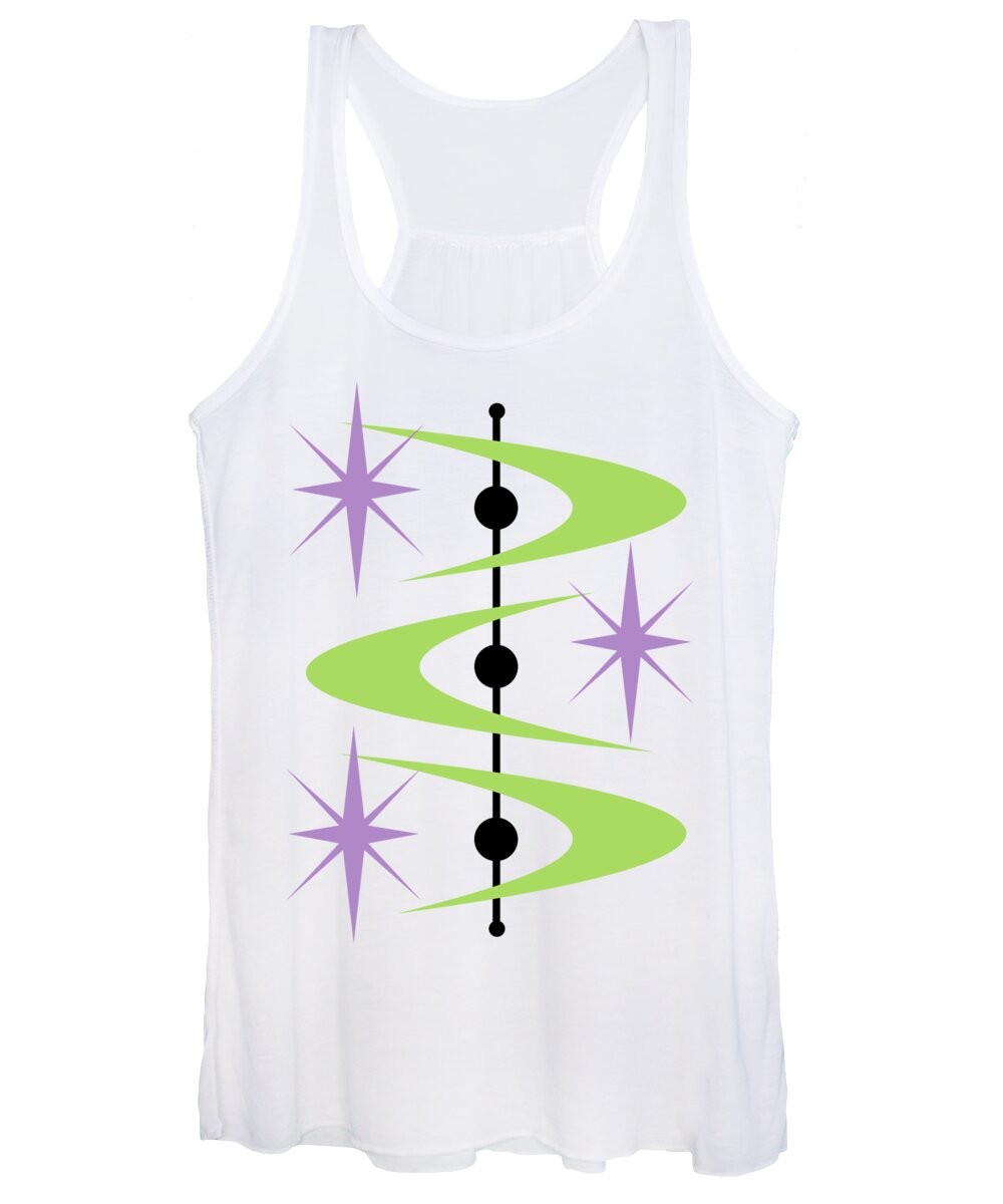 Mid Century Modern Women's Tank Top featuring the digital art Boomerangs and Stars #3 by Donna Mibus