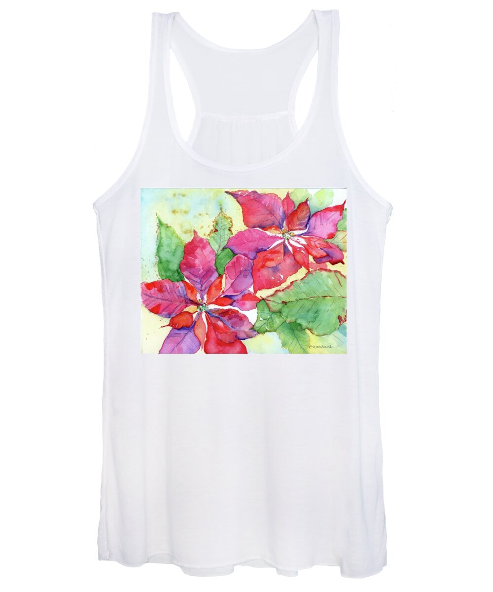 Poinsettia Women's Tank Top featuring the painting Poinsettia #1 by Rebecca Matthews