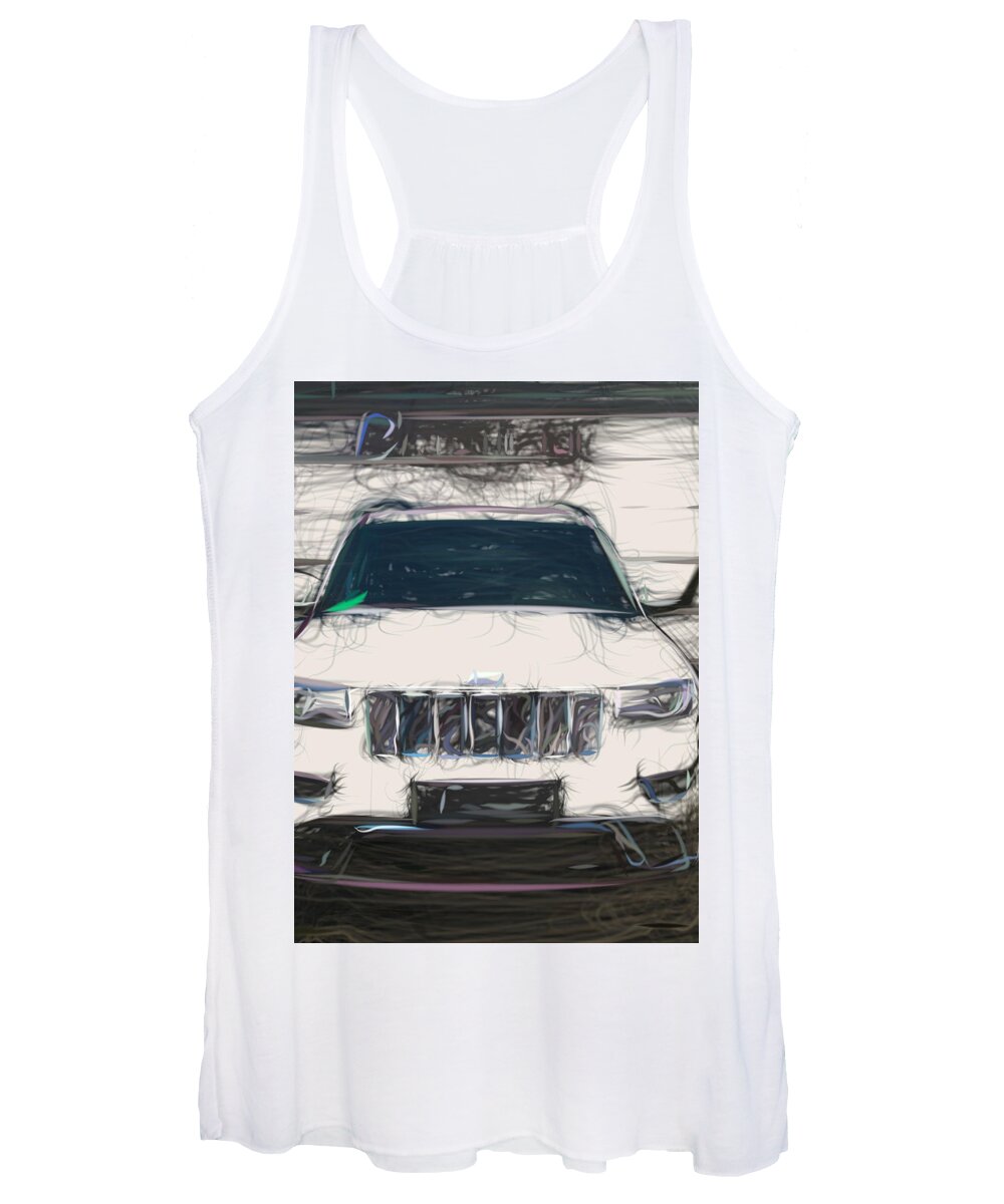 Jeep Women's Tank Top featuring the digital art Jeep Grand Cherokee Drawing #12 by CarsToon Concept
