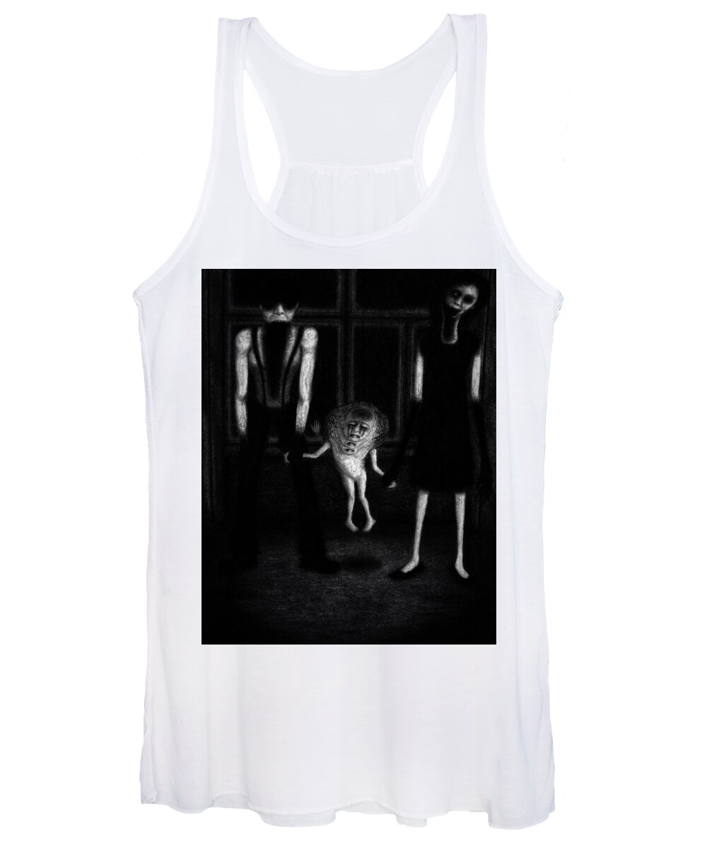 Horror Women's Tank Top featuring the drawing Adeline's Family - Artwork #1 by Ryan Nieves