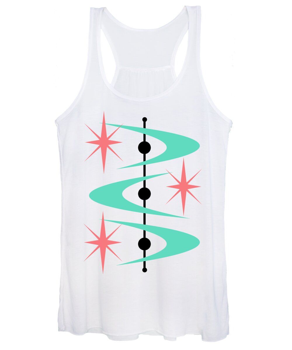 Mid Century Modern Women's Tank Top featuring the digital art Boomerangs and Stars #5 by Donna Mibus
