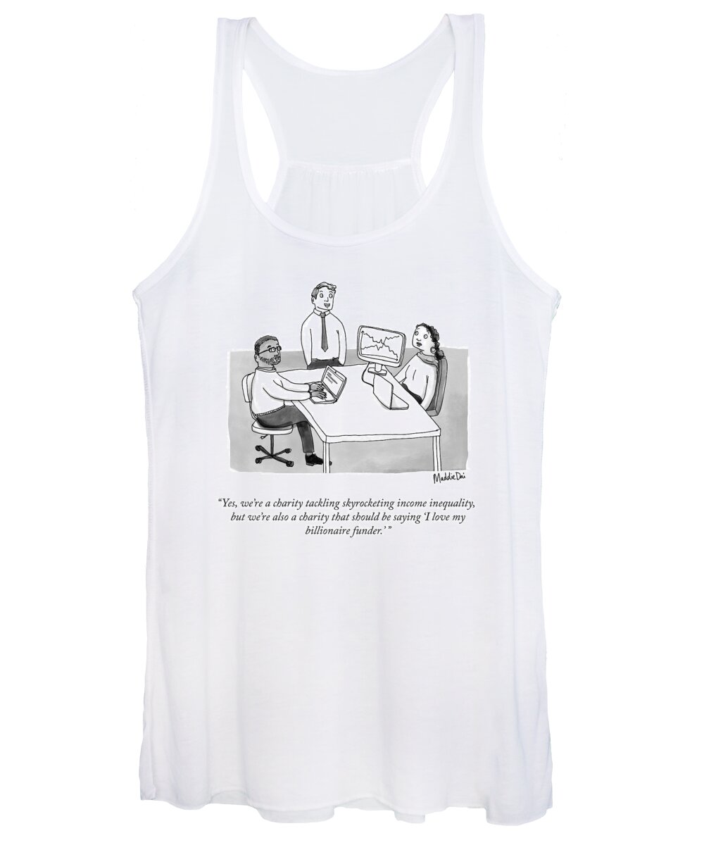 yes Women's Tank Top featuring the drawing A Charity Tackling Income Inequality by Maddie Dai