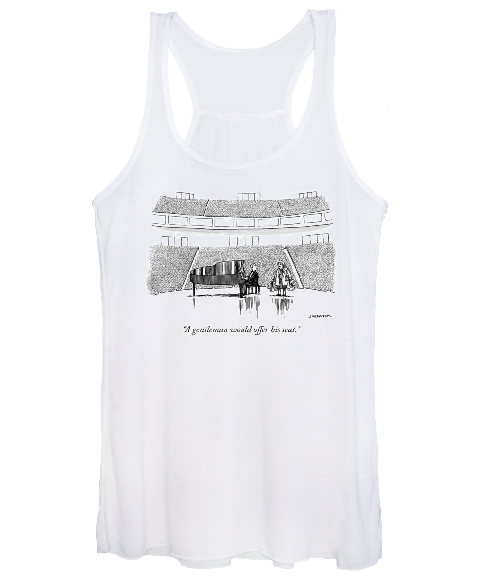a Gentleman Would Offer His Seat. Women's Tank Top featuring the drawing A gentleman by Joe Dator