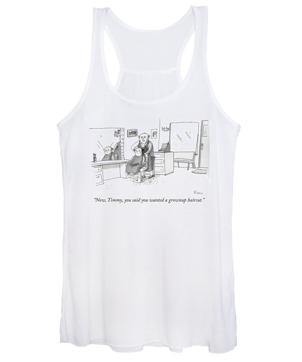 now Timmy Women's Tank Top featuring the drawing A grownup haircut by Zachary Kanin